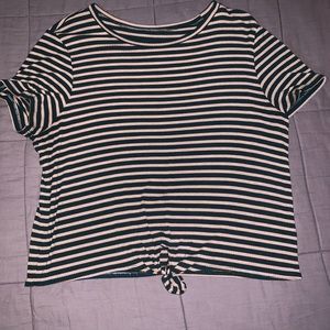 AEO Striped Tie-front Blouse